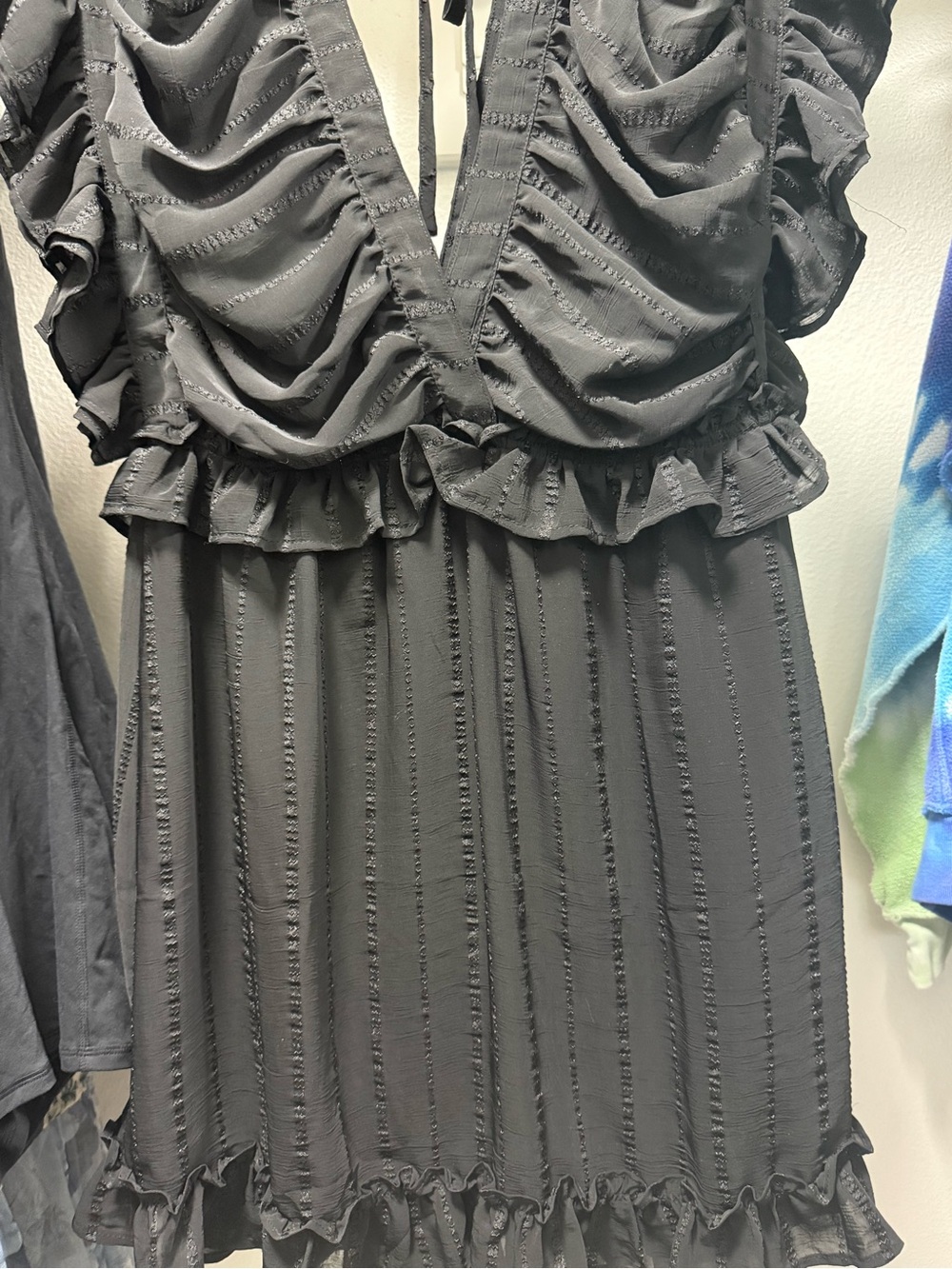FAVLUX Black Textured Ruffle Dress - Picture 3 of 7